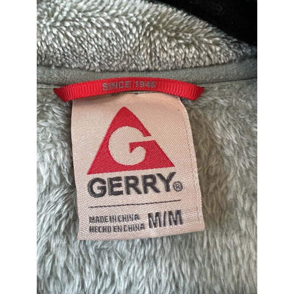 Gerry Womens Sage Green Full Zip Plush Fleece Jacket Mock Neck Size Medium - Picture 5 of 5
